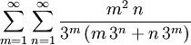 \sum_{m=1}^\infty\sum_{n=1}^\infty\frac{m^2\,n}{3^m\left(m\,3^n+n\,3^m\right)}